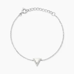 Bracelet Moric Argent Blanc Oxyde De Zirconium Et Nacre