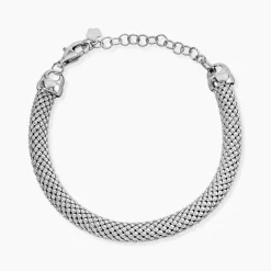 Bracelet Nahila Maille Popcorn Argent Blanc