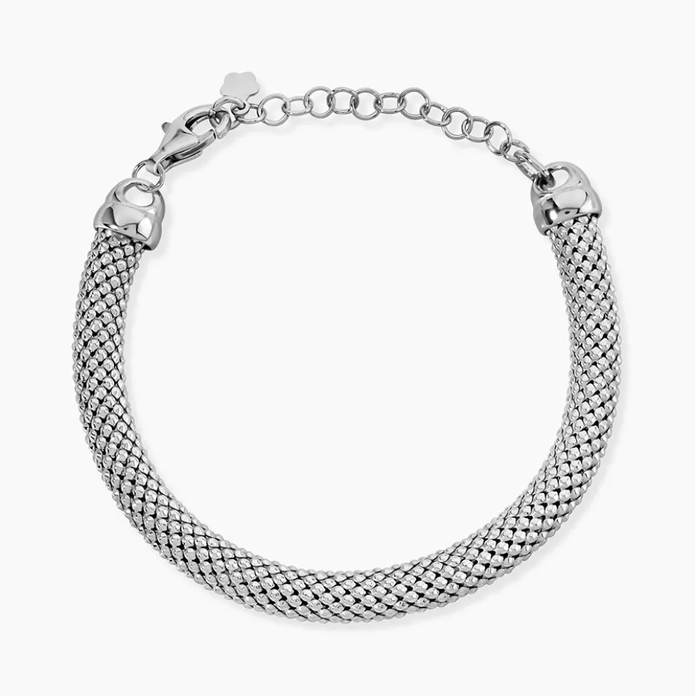 Bracelet Nahila Maille Popcorn Argent Blanc