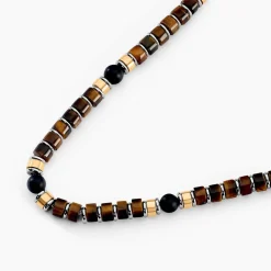 Bracelet Nairobi Acier Bicolore Oeil De Tigre Onyx