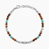 Bracelet Naturel Acier Blanc Oeil De Tigre Turquoise