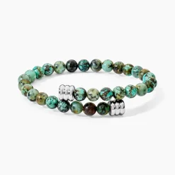 Bracelet Naturel Acier Blanc Turquoise