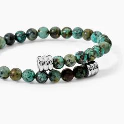 Bracelet Naturel Acier Blanc Turquoise