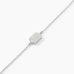Bracelet Nawele Argent Blanc Oxyde De Zirconium