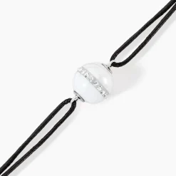 Bracelet Nina Cera Argent Blanc Céramique Et Strass
