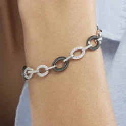 Bracelet Nowell Argent Blanc Oxyde De Zirconium Et Céramique