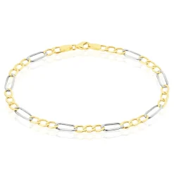 Bracelet Or Bicolore Maille Alternée 1/3