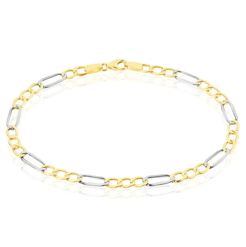 Bracelet Or Bicolore Maille Alternée 1/3