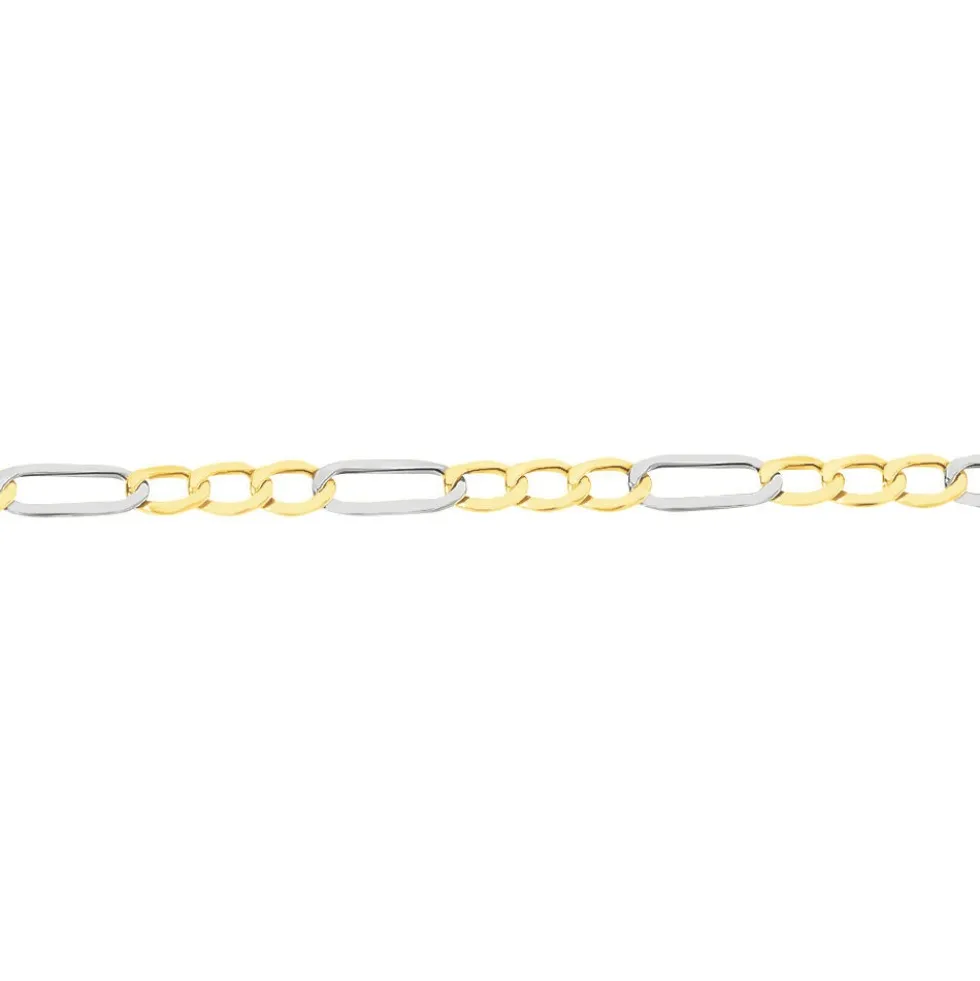 Bracelet Or Bicolore Maille Alternée 1/3