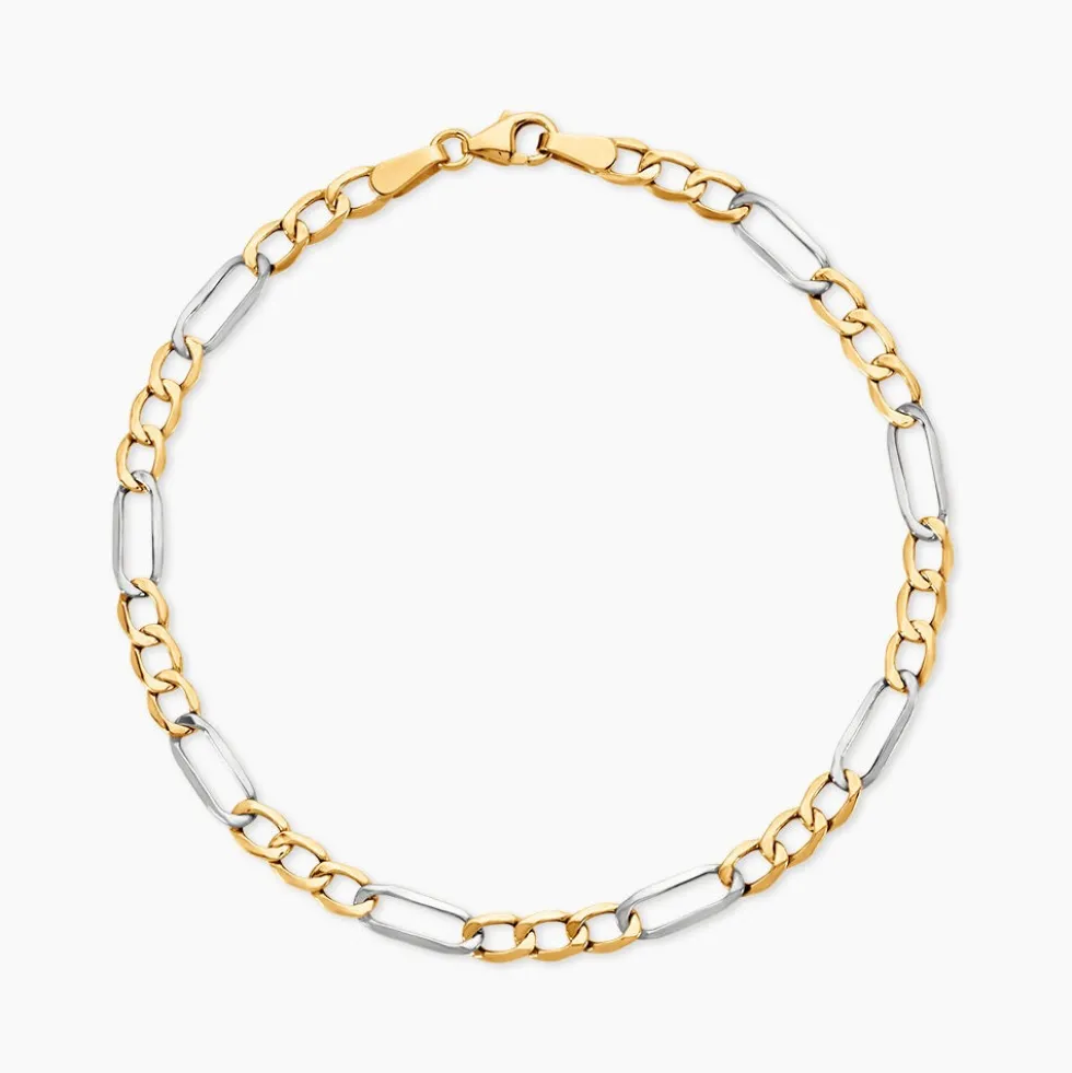 Bracelet Or Bicolore Maille Alternée 1/3