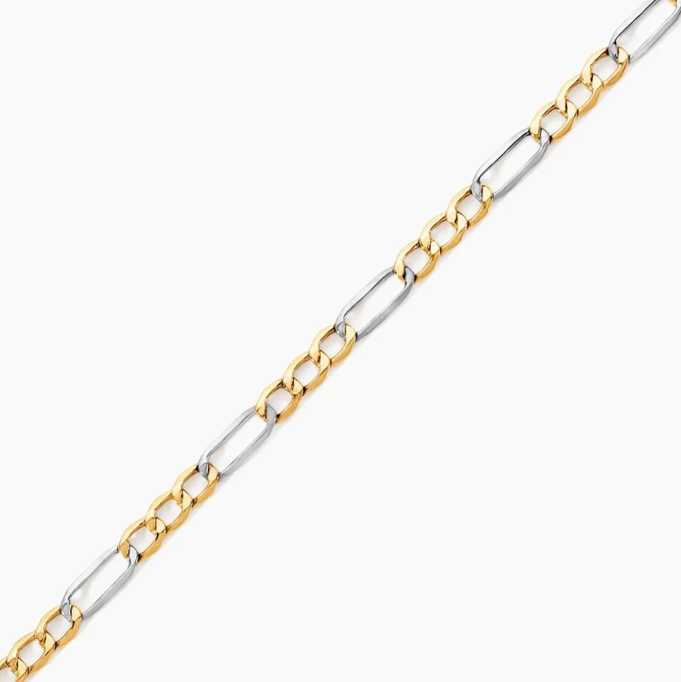 Bracelet Or Bicolore Maille Alternée 1/3