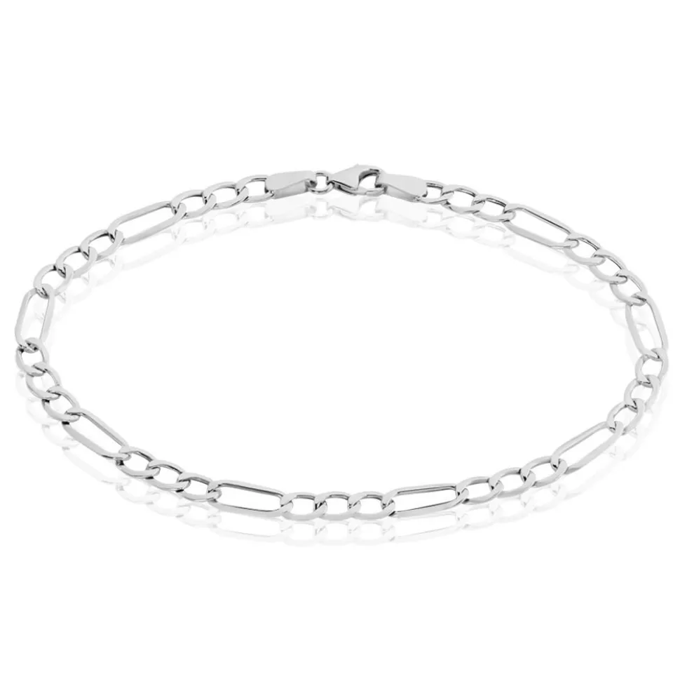 Bracelet Or Blanc Maille Alternée 1/3