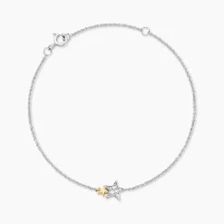 Bracelet Or Jaune Argent Blanc Oxyde De Zirconium