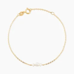 Bracelet Or Jaune Audrea Perle De Culture Oxydes De Zirconium