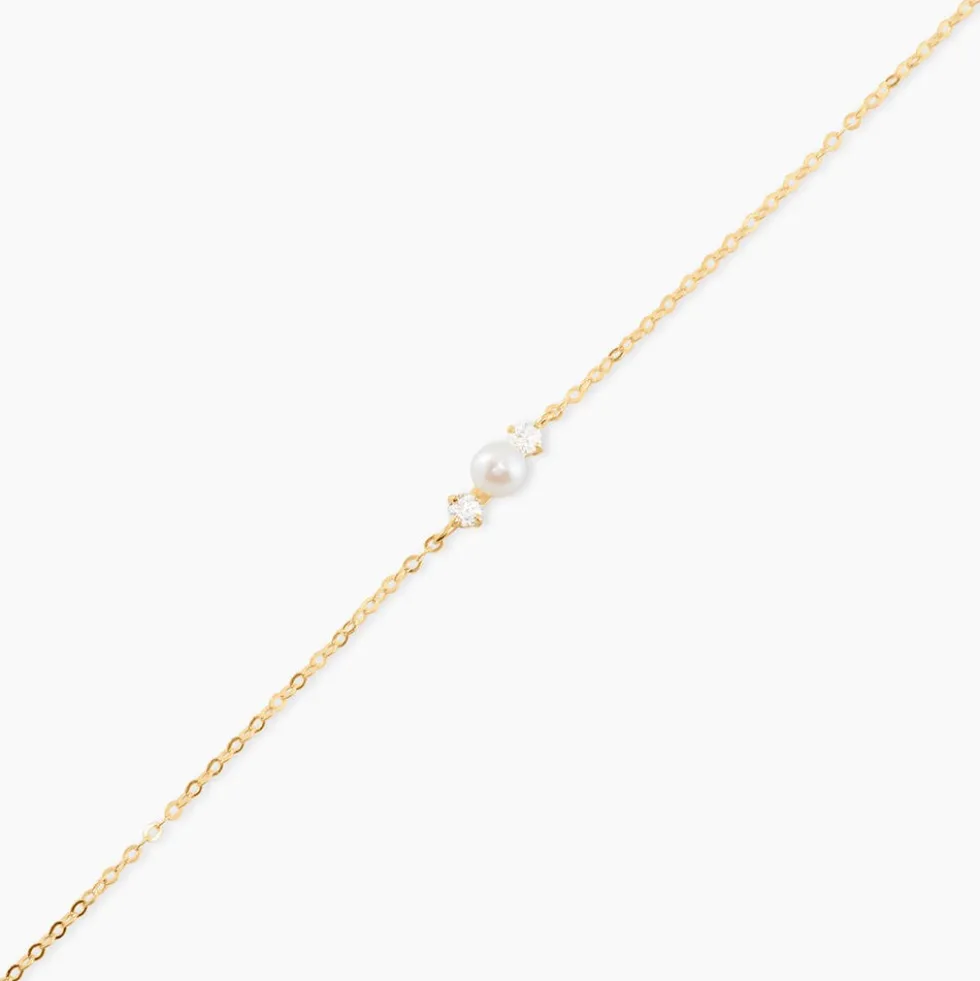 Bracelet Or Jaune Audrea Perle De Culture Oxydes De Zirconium