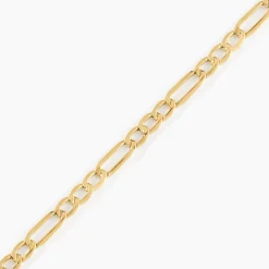 Bracelet Or Jaune Maille Alternée 1/3
