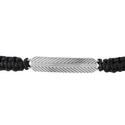 Bracelet Phebus Him Acier Blanc Cordon Noir
