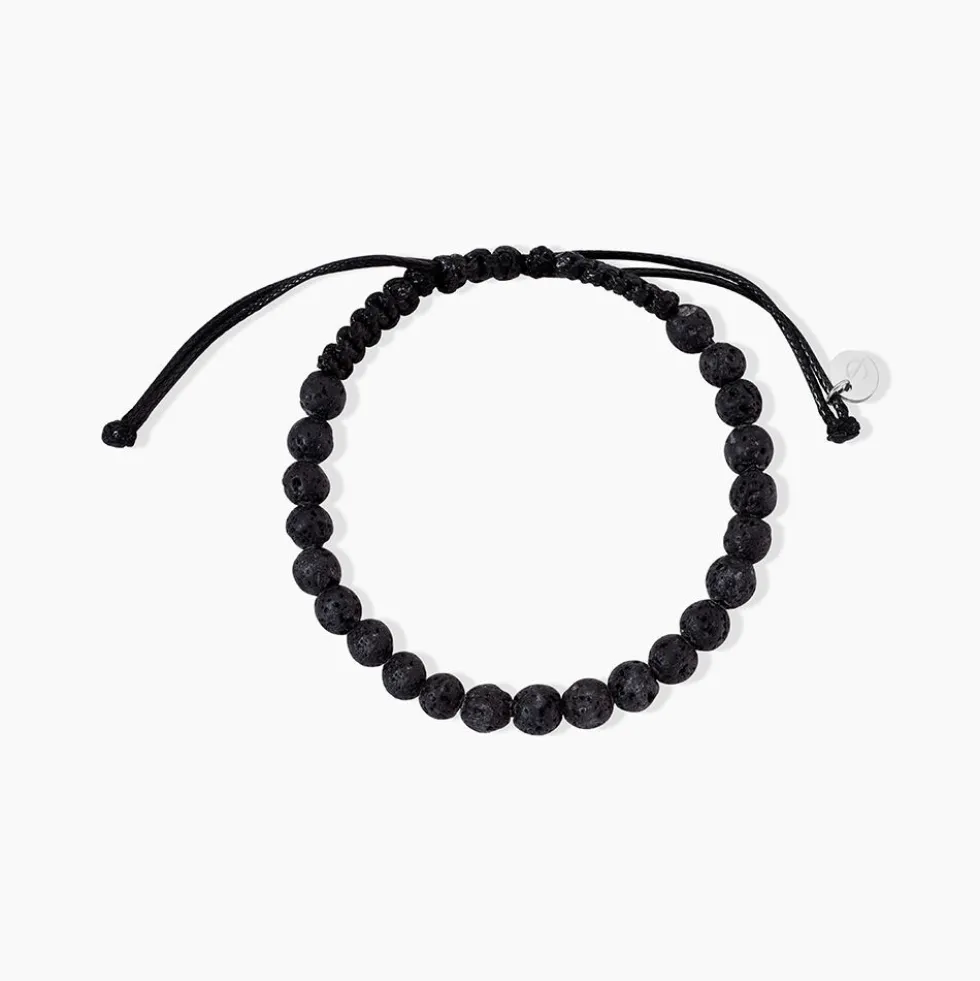 Bracelet Phebus Him Cordon Noir Pierre De Lave