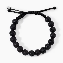 Bracelet Phebus Him Cordon Noir Pierre De Lave