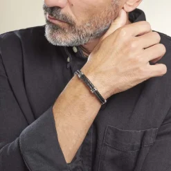 Bracelet Phebus Him Cuir De Vache Noir