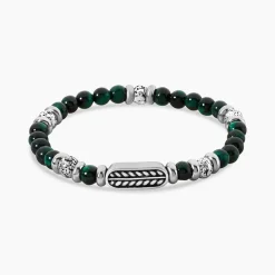 Bracelet Philo Acier Blanc Oeil De Tigre Pierre De Lave