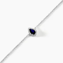 Bracelet Pluie D'Eclat Or Blanc Saphir Et Diamant