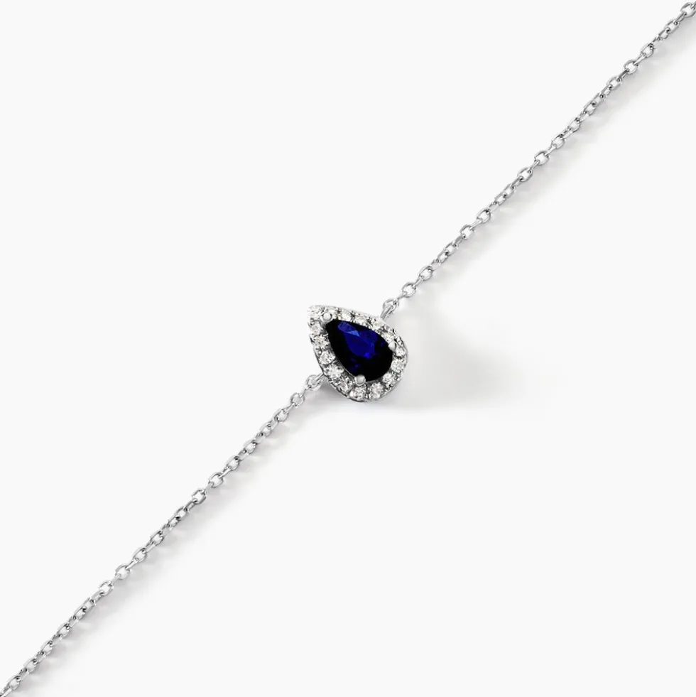 Bracelet Pluie D'Eclat Or Blanc Saphir Et Diamant