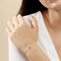 Bracelet Pluie D'Eclat Or Blanc Saphir Et Diamant