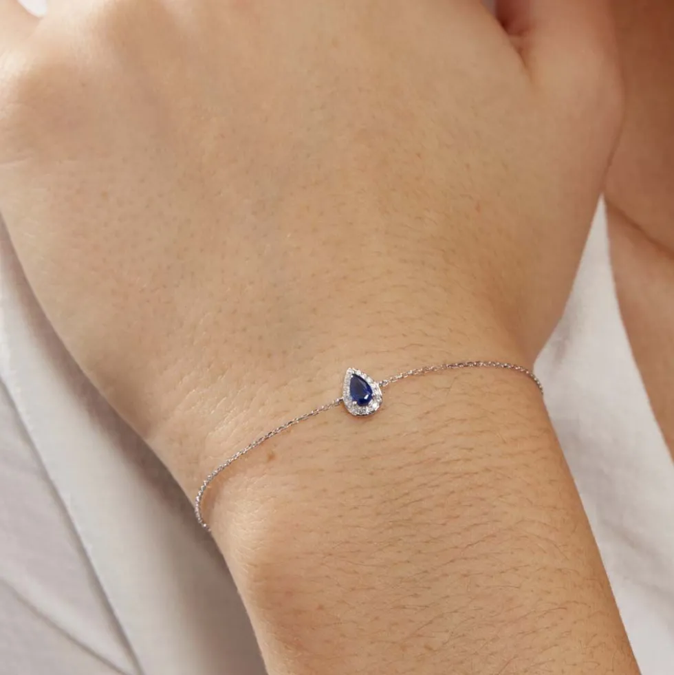 Bracelet Pluie D'Eclat Or Blanc Saphir Et Diamant