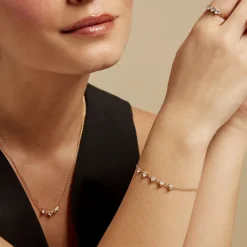 Bracelet Poésie Rosée Plaque Or Jaune Oxyde De Zirconium