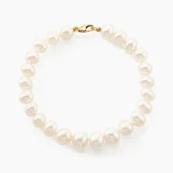 Bracelet Rose-martheae Or Jaune Perle De Culture D'akoya
