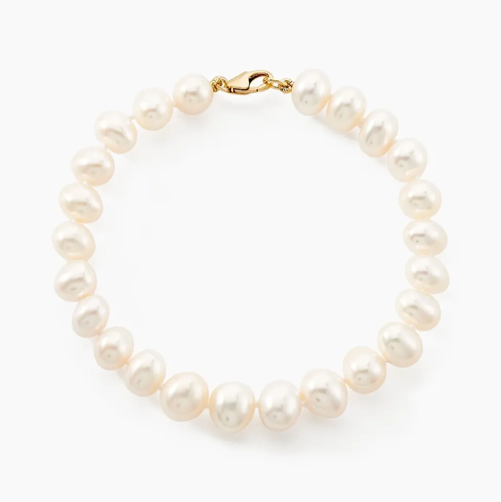 Bracelet Rose-martheae Or Jaune Perle De Culture D'akoya