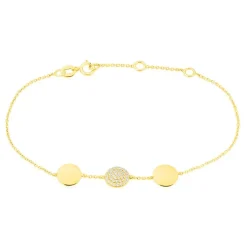Bracelet Rosette Or Jaune Oxyde De Zirconium