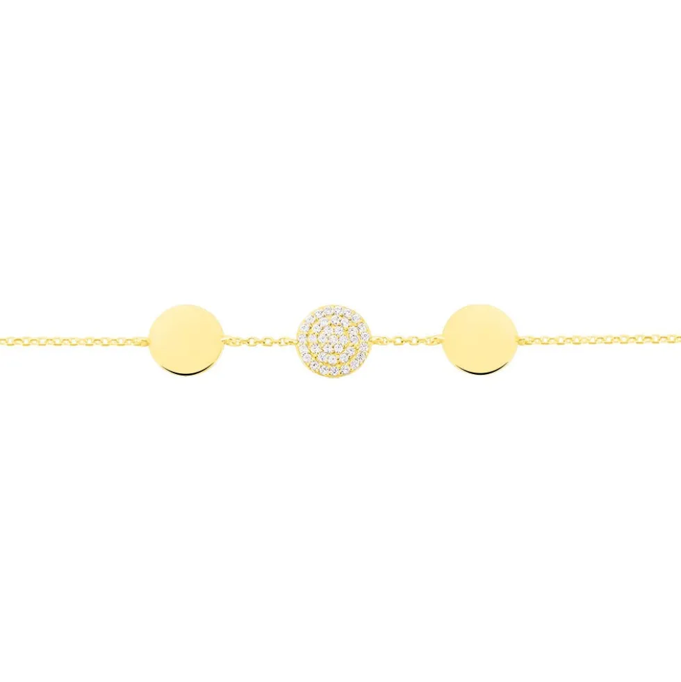 Bracelet Rosette Or Jaune Oxyde De Zirconium