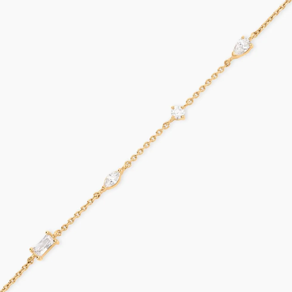 Bracelet Scintillante Plaque Or Jaune Oxyde De Zirconium