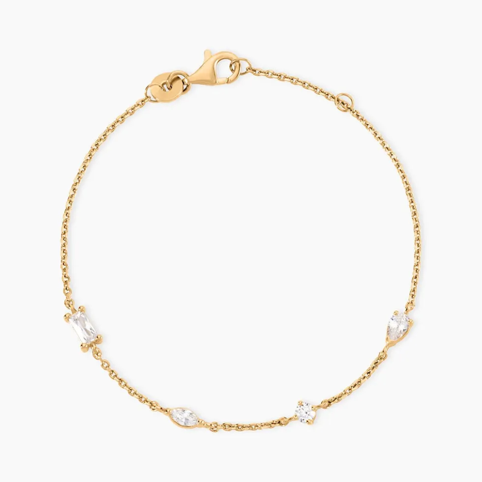 Bracelet Scintillante Plaque Or Jaune Oxyde De Zirconium