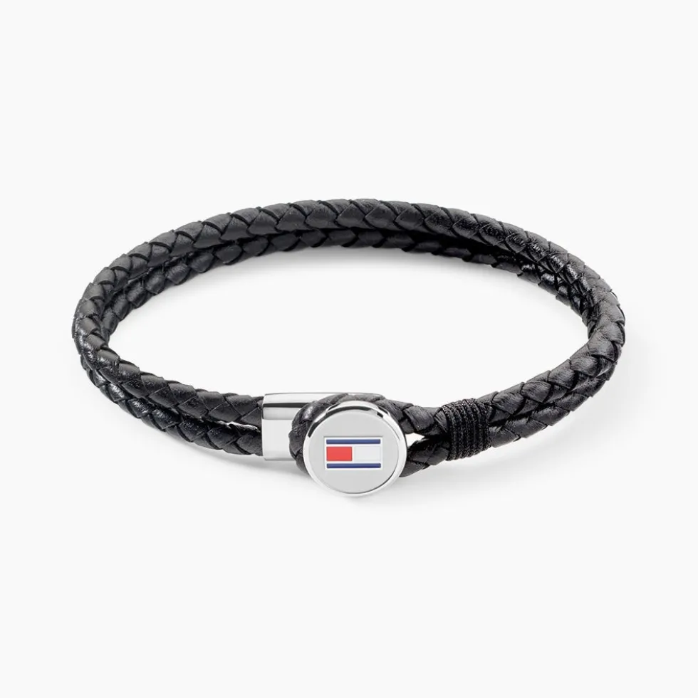 Bracelet Tommy Hilfiger Bruce Cuir De Veau Noir