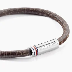 Bracelet Tommy Hilfiger Printed Cord Cuir De Veau Marron