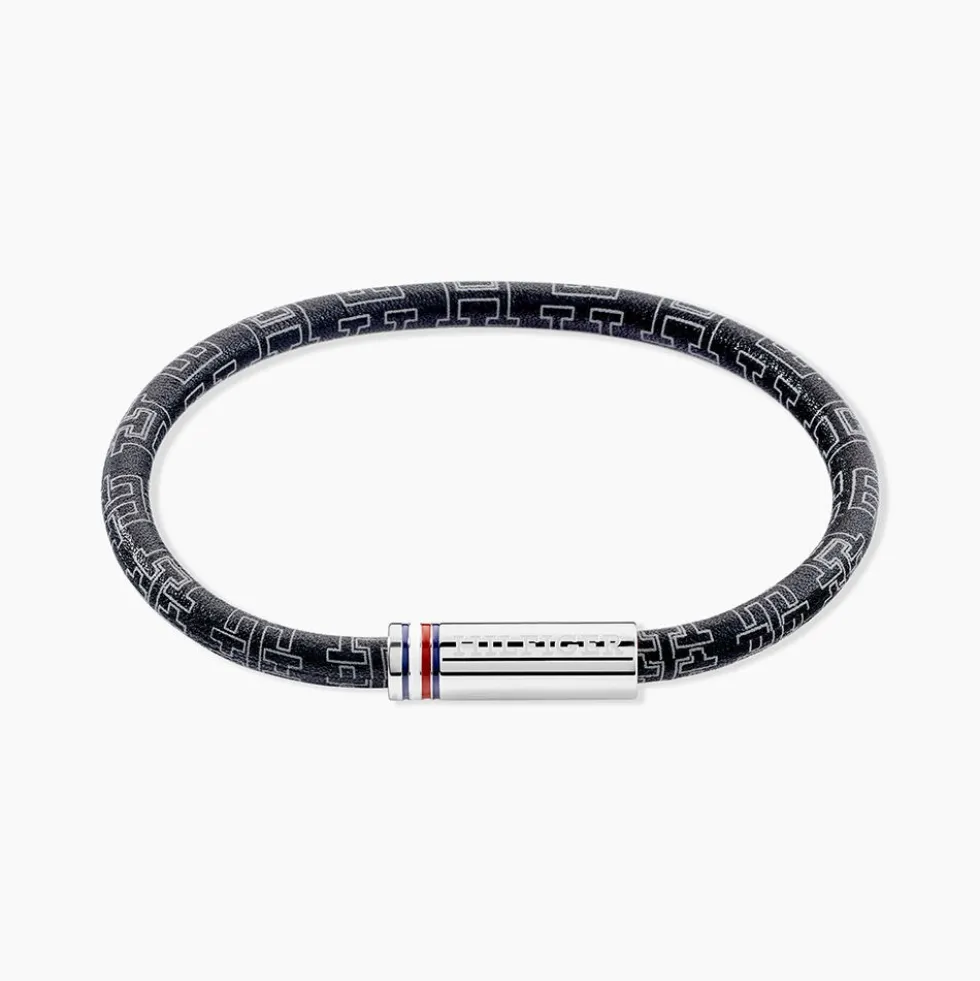 Bracelet Tommy Hilfiger Printed Cord Cuir De Veau Noir