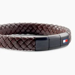 Bracelet Tommy Hilfiger Round Braided Cuir De Veau Marron