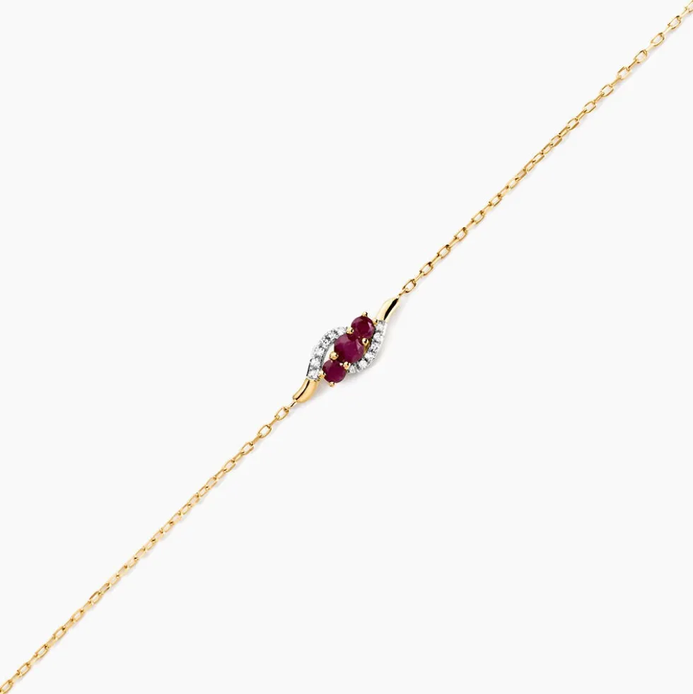 Bracelet Trinitie Or Jaune Rubis Diamant