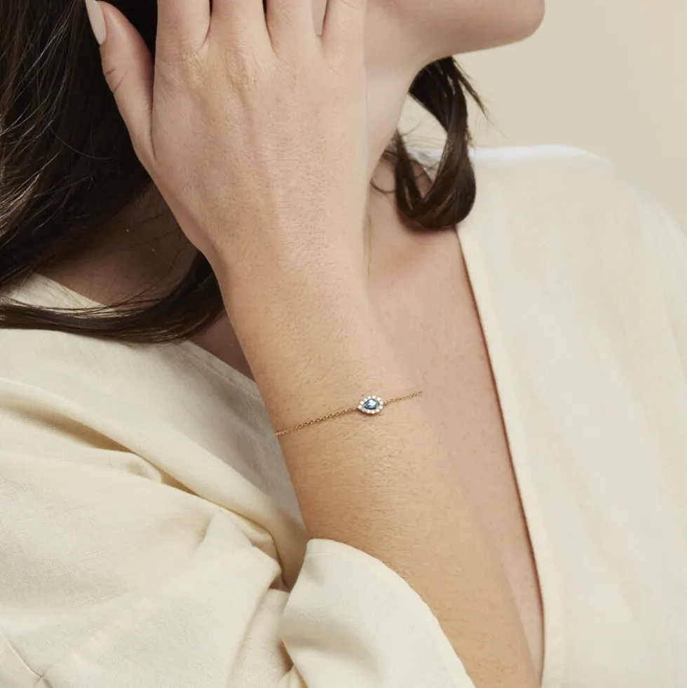 Bracelet Zihna Plaqué Or Jaune Pierre De Synthèse Oxyde