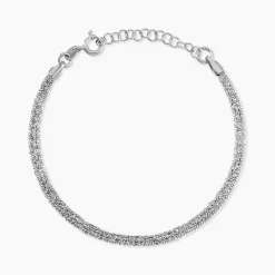 Bracelet Abie Torsade Argent Blanc