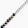 Bracelet Acier Blanc Calum œil De Tigre Onyx Agathe