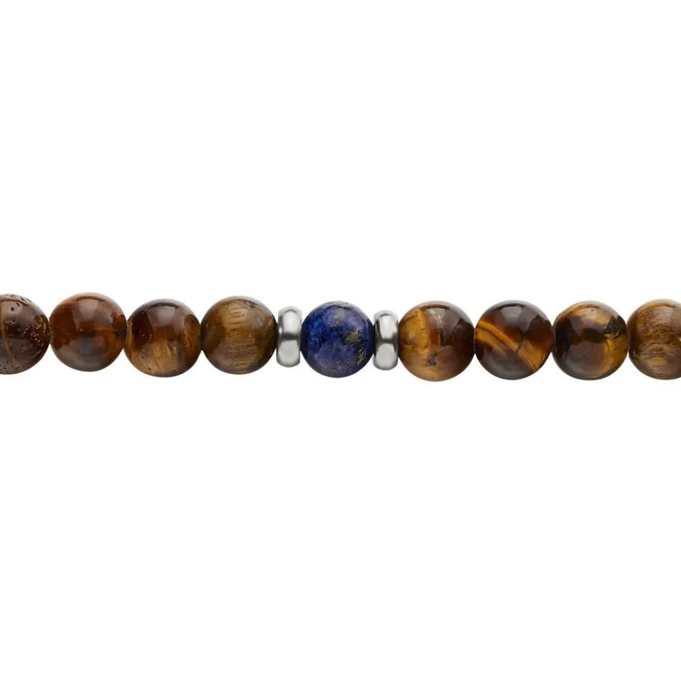 Bracelet Acier Blanc Delfino œil De Tigre Sodalite