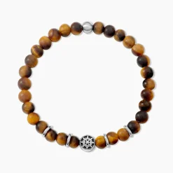 Bracelet Acier Huguesi Boules Oeil De Tigre