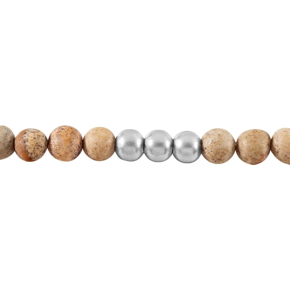 Bracelet Adonis Acier Blanc Jaspe Africain