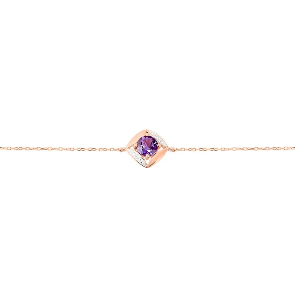 Bracelet Anaelle Or Rose Amethyste Et Diamant