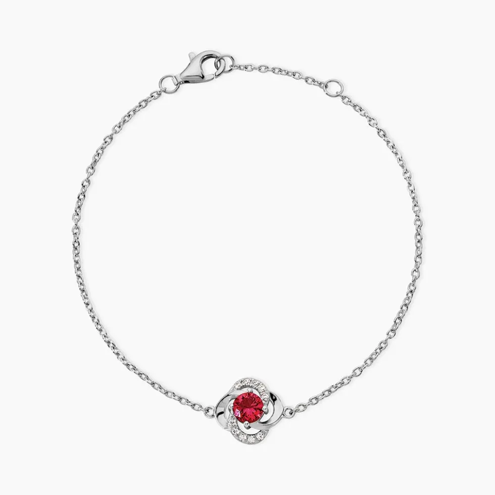 Bracelet Argent Blanc Clover Verre Oxydes De Zirconium