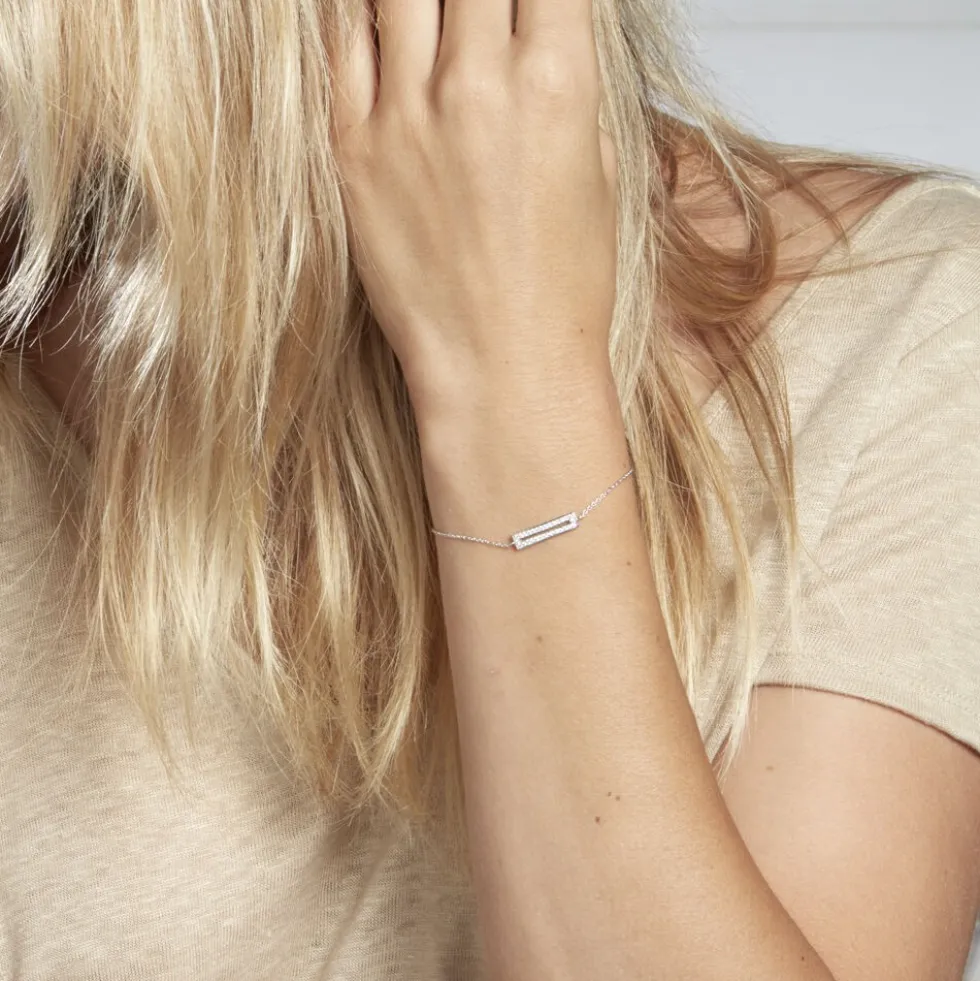 Bracelet Argent Blanc Damiette Oxyde De Zirconium